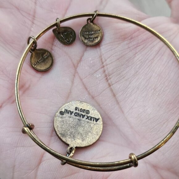 Alex And Ani Bracelet LETTER A Gold Tone Initial Wristband Wrist Fashion Jewelry - Picture 6 of 10